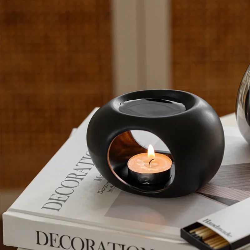 Black Ceramic Candle Oil Burner – Minimal Aromatherapy Ritual