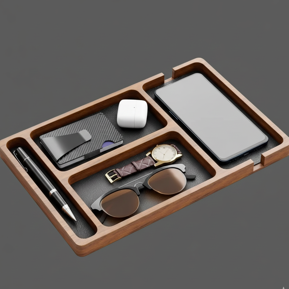 OakNest™ | Solid Wood Desktop Organizer with Compartments