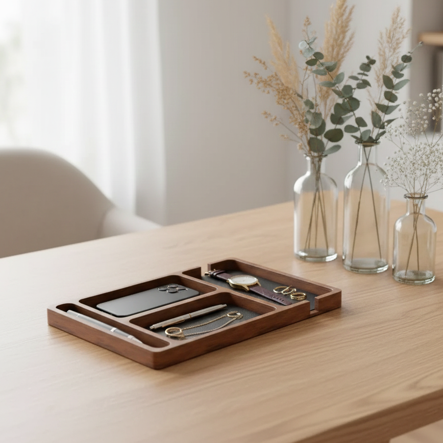 OakNest™ | Solid Wood Desktop Organizer with Compartments