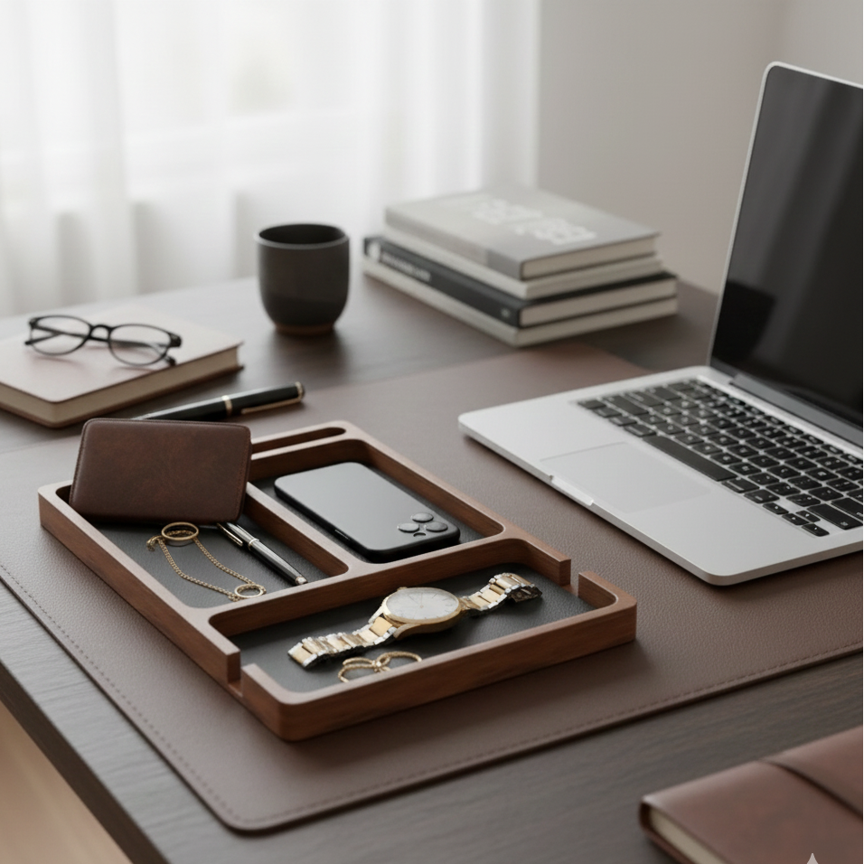 OakNest™ | Solid Wood Desktop Organizer with Compartments
